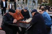 Prezidentin köməkçisi təqaüdçülərlə şahmat oynadı - FOTO